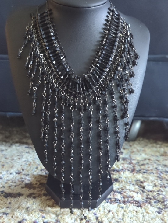 Jewelry - Elegant Black Fringe Beaded Statement Necklace